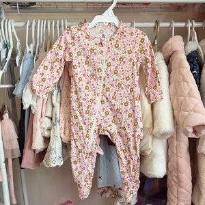 Pink Floral bear baby girl One Piece 3m